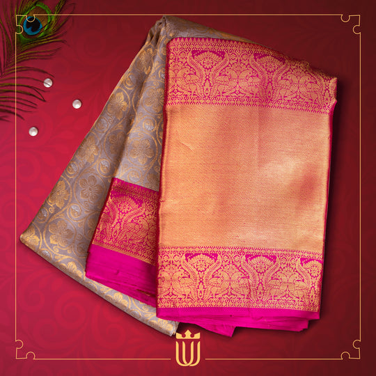 Gold floral saree